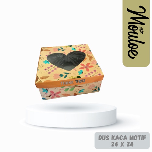 DUS KACA MOTIF 24x24 | Mouloemart | dus laminasi dengan window untuk dus cake ulang tahun