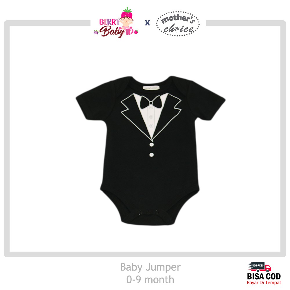 Mother's Choice SNI Jumper Pendek Tuxedo Bayi Baju Bayi Lucu MCH030 Berry Mart