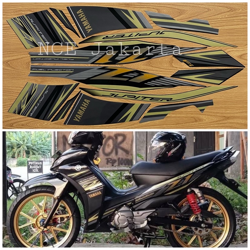 STIKER STRIPING MOTOR JUPITER Z1 TAHUN 2016 HITAM LIS GOLD