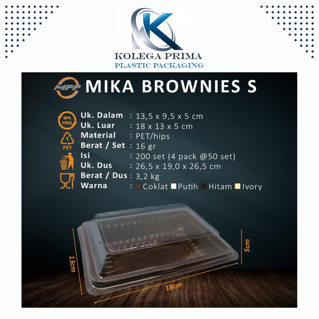 MIKA BROWNIES UKURAN S POLOS/ MIKA BROWNIES KECIL/ MIKA KUE MURAH ISI 50PCS