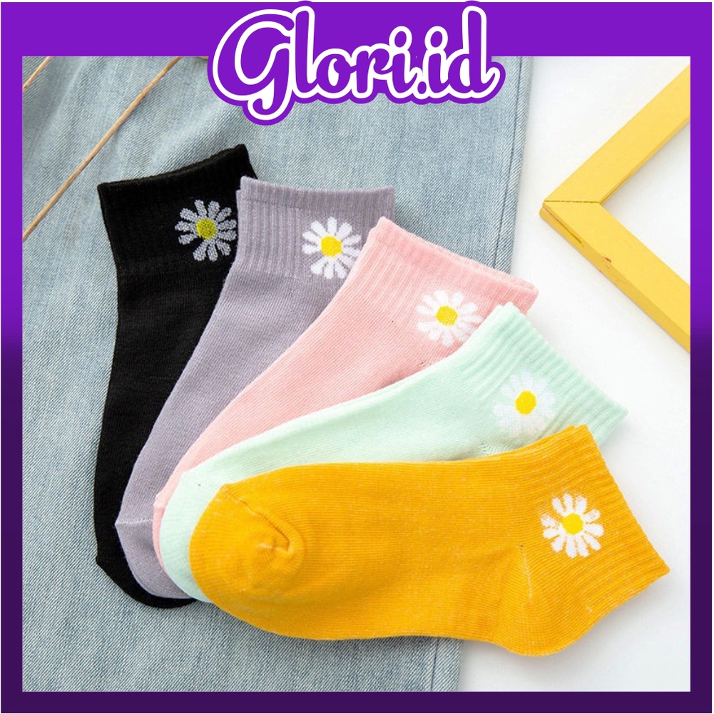 GLORI.ID R456 Kaos Kaki Motif Bunga Aster Cute Kaos Kaki Girl Import