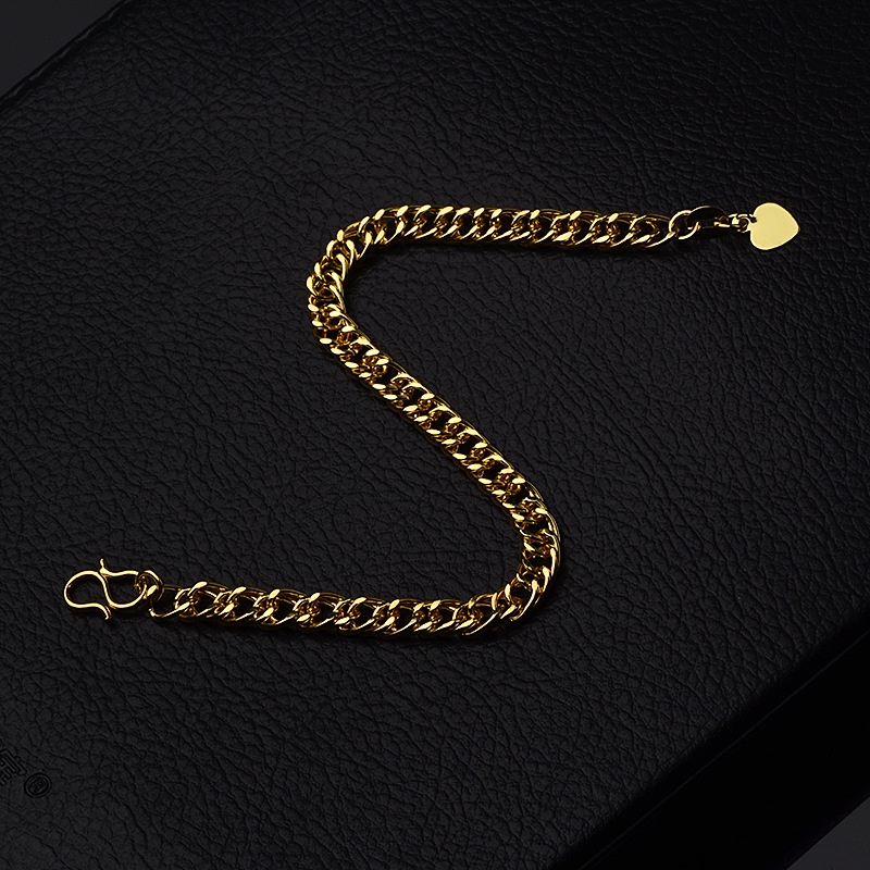 Gelang Rantai Bahan Stainless Steel Lapis Emas Untuk Pria