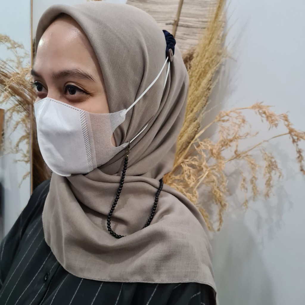 Strap Masker Hijab - Konektor Masker Mutiara - Tali Masker Rantai Manik - Kalung 65cm