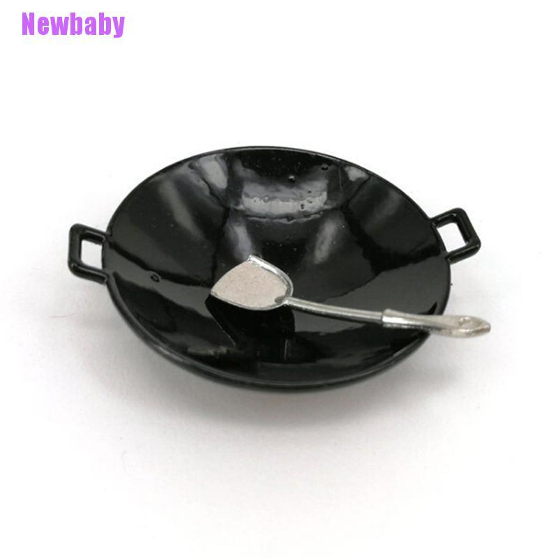 (Newbaby) 3pcs / set Mainan Miniatur Panci pancake Skala 1: 12 Untuk Aksesoris Rumah Boneka
