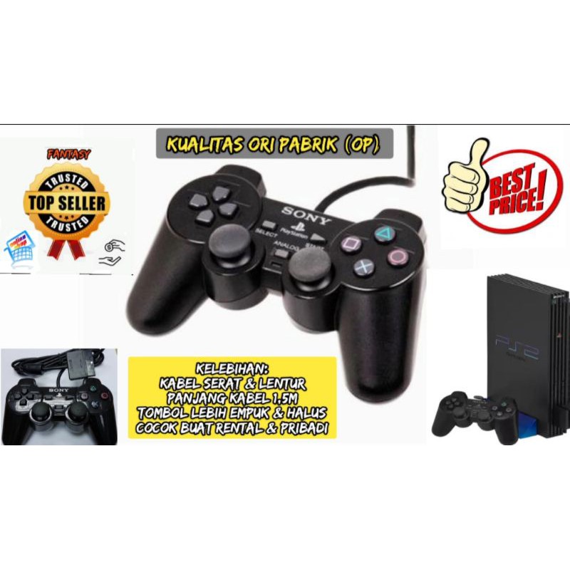 STIK PS2 ORI PABRIK HITAM KABEL SERAT