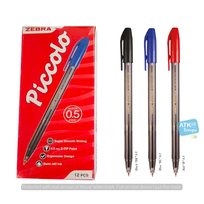 

Pulpen / Pena Semi Gel Zebra Piccolo 0.5 mm Hitam Biru Merah