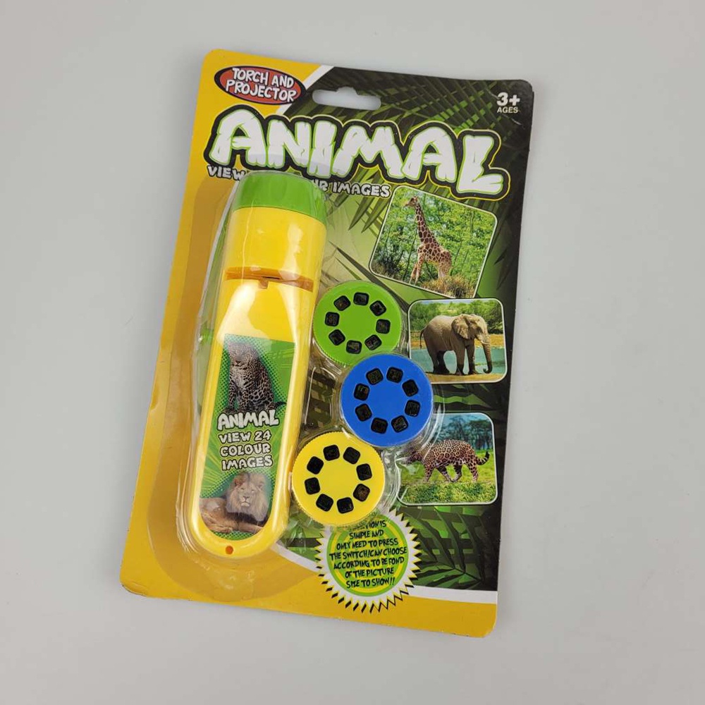 Mainan Anak Projector Flashlight Animal with 3 Film - LTC726 - Yellow