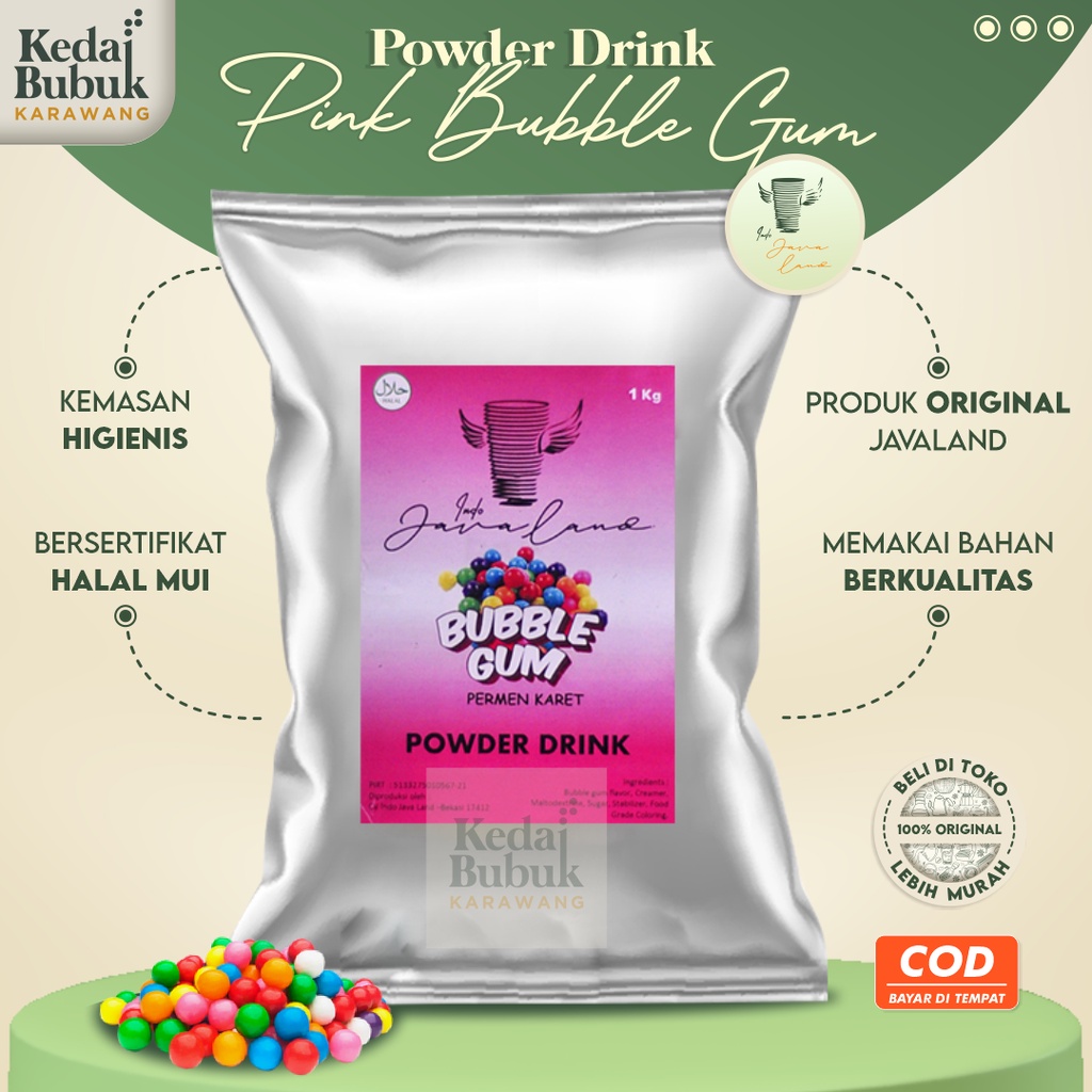 

Es Permen Karet Pink Bubble Gum Bubuk Minuman Bubble Powder Original Javaland 1kg