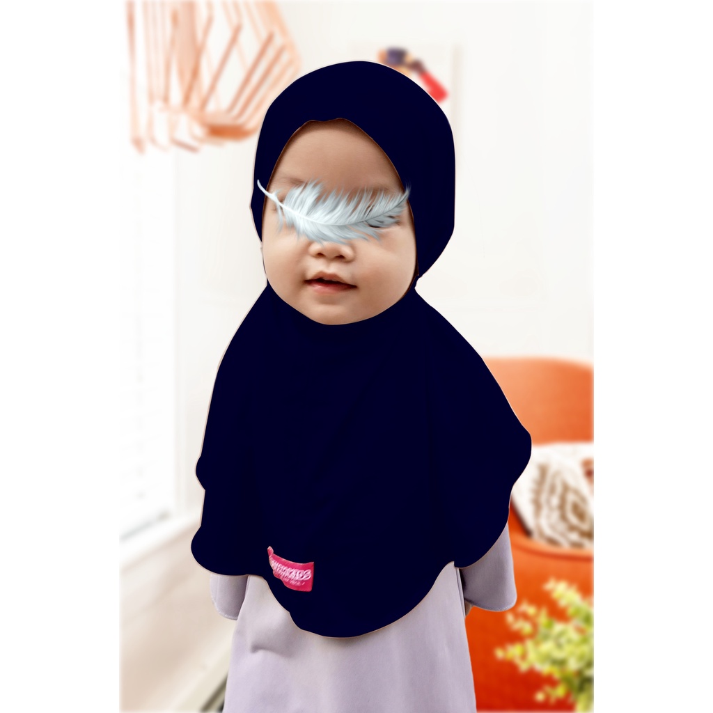 Jilbab Bergo Tali Humaira Hijab Instan Anak Bayi Balita Usia 0 - 2 1/2 Tahun-Navy