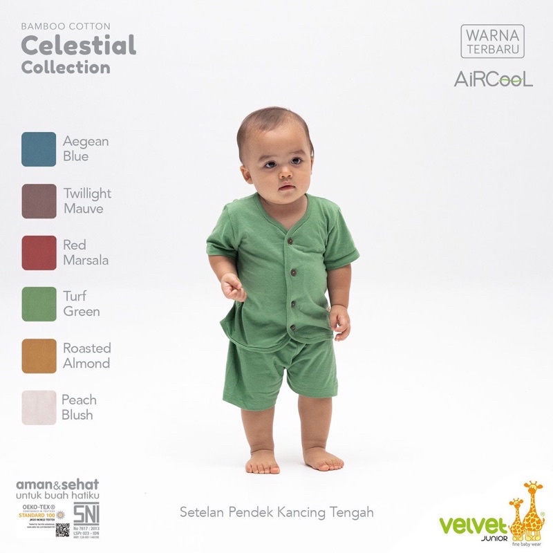 Velvet Junior Celestial Collections Earth color / Stelan Piyama kancing Tengah Nb-SML