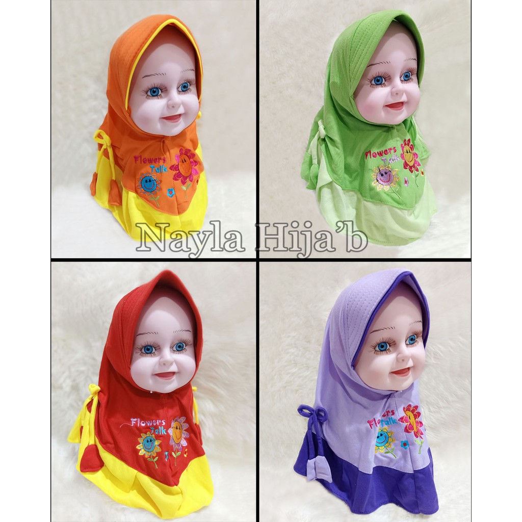 Kerudung Bayi Pita Samping RANDOM Jilbab Bayi Lucu Bordir  Untuk 0 Bulan - 2 Tahun Nayla Hijab