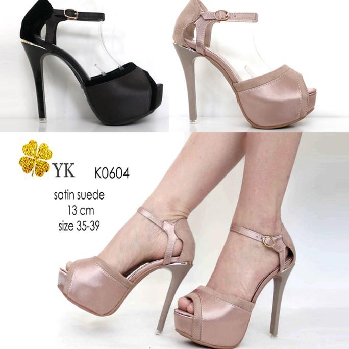 Original Ykshoes 0604 Depan Kebuka Belakang Tali High Heels 13Cm  Ori