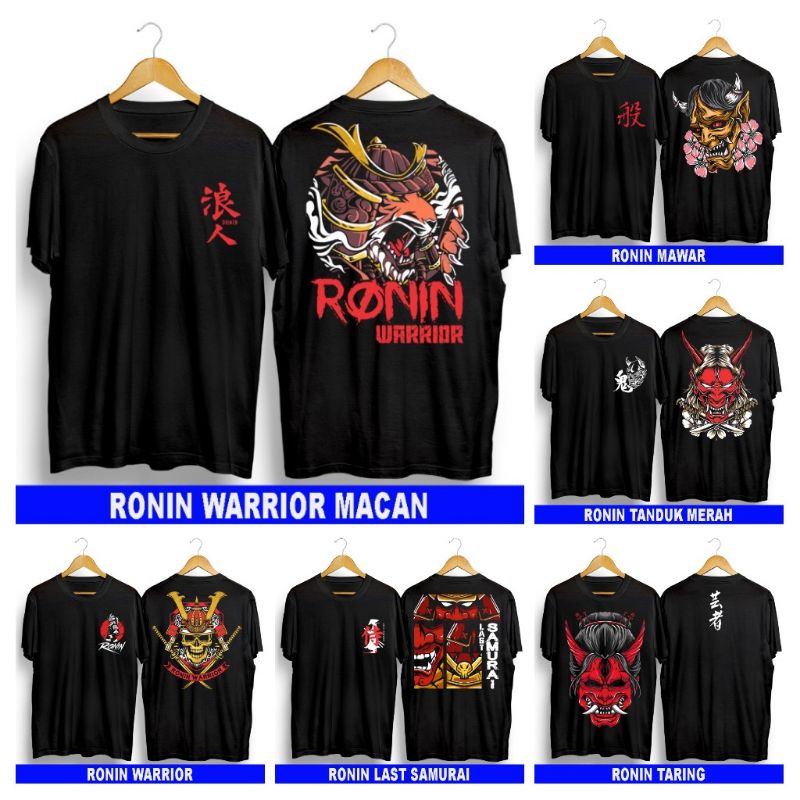 T-shirt Baju Kaos Fashion Samurai Jepang Ronin Warrior Macan Ronin Mawar Ronin Tanduk Merah Ronin Wa