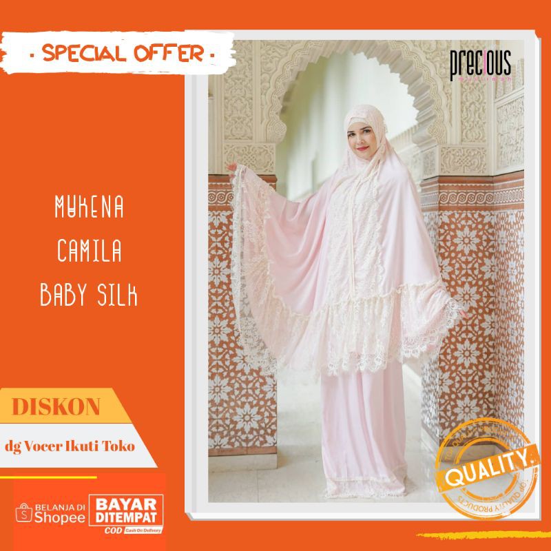 MUKENA CAMILA BABY SILK PINK PRECIOUS PRAYING SET