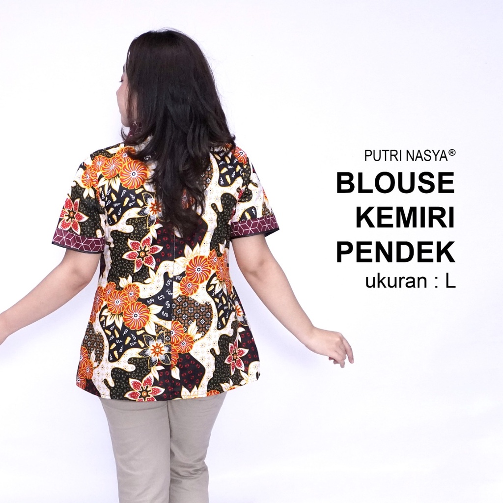 Putri Nasya - Atasan Big Size Batik Blouse Pendek Panjang Ukuran M,L,XL,2L,3L,4L,5L,6L,7L