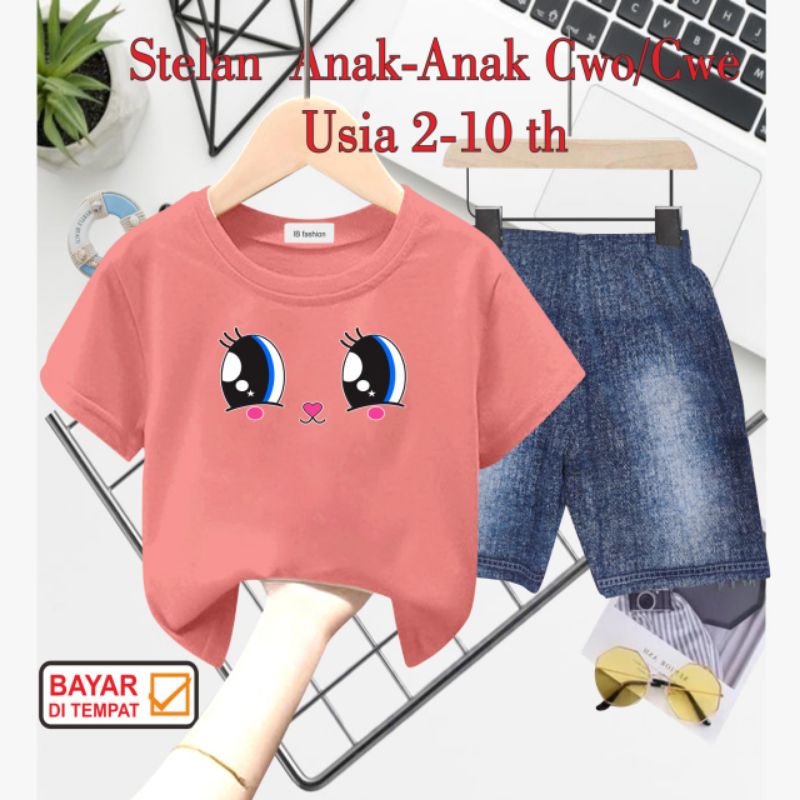 ((IB))SETELAN ANAK2 PEREMPUAN SEMI JEANS/MATA DIGITAL SABLON