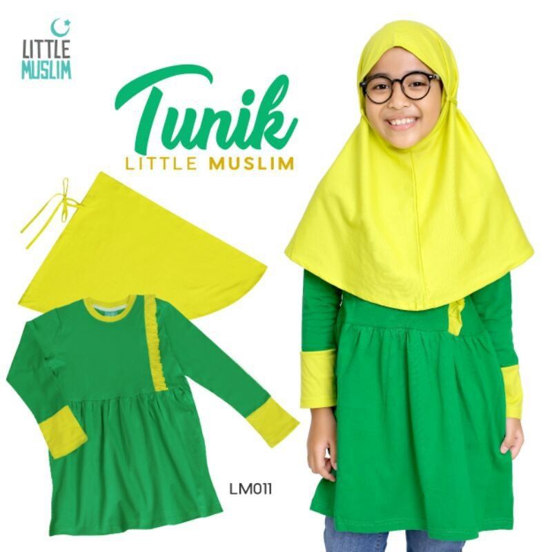 Tunik anak perempuan free jilbab Little Muslim LM011 by Afrakids