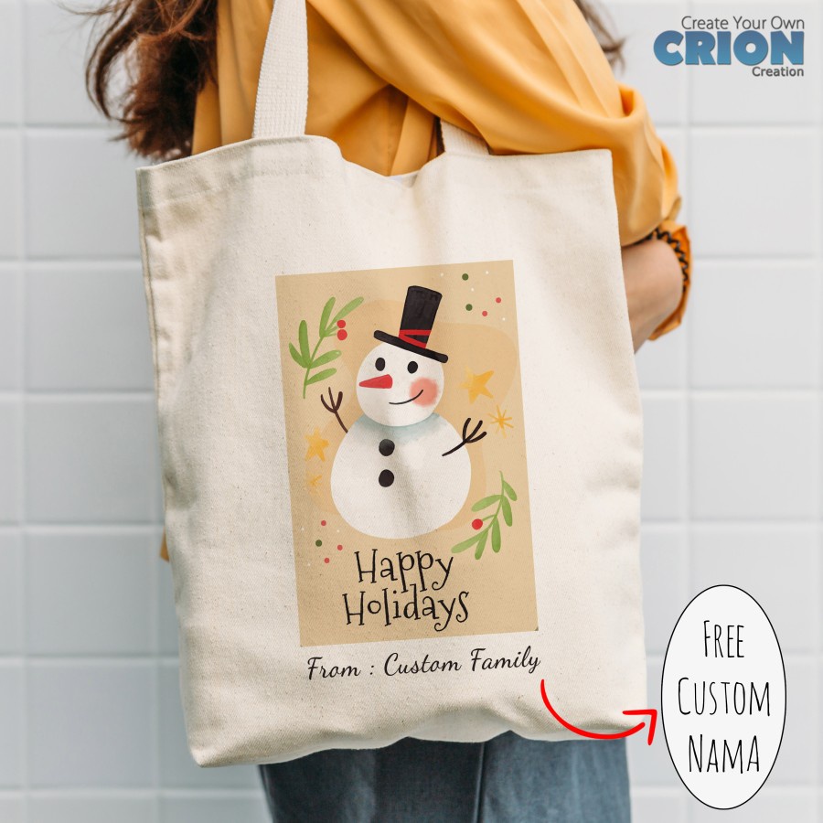 Totebag Blacu Natal Christmas series &amp; Tahun Baru Bisa Custom ucapan / nama / kata