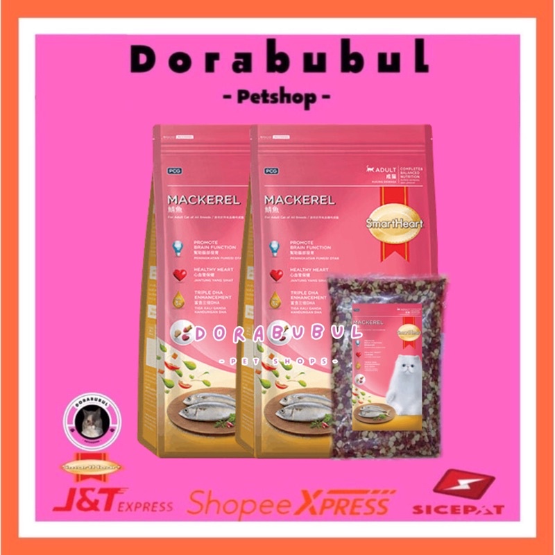 Dorabubul Smart Heart / Makanan Kucing / SmartHeart / Rasa MACKEREL / Kemasan Repack 2 KG