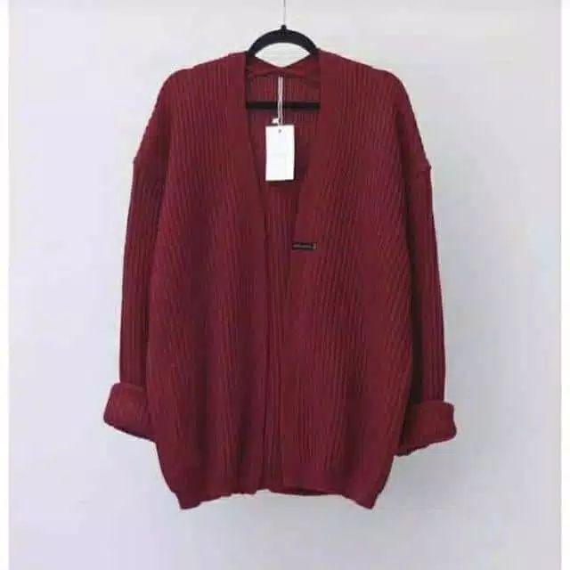 oversize kardy knit/sweaterajut-Maroon