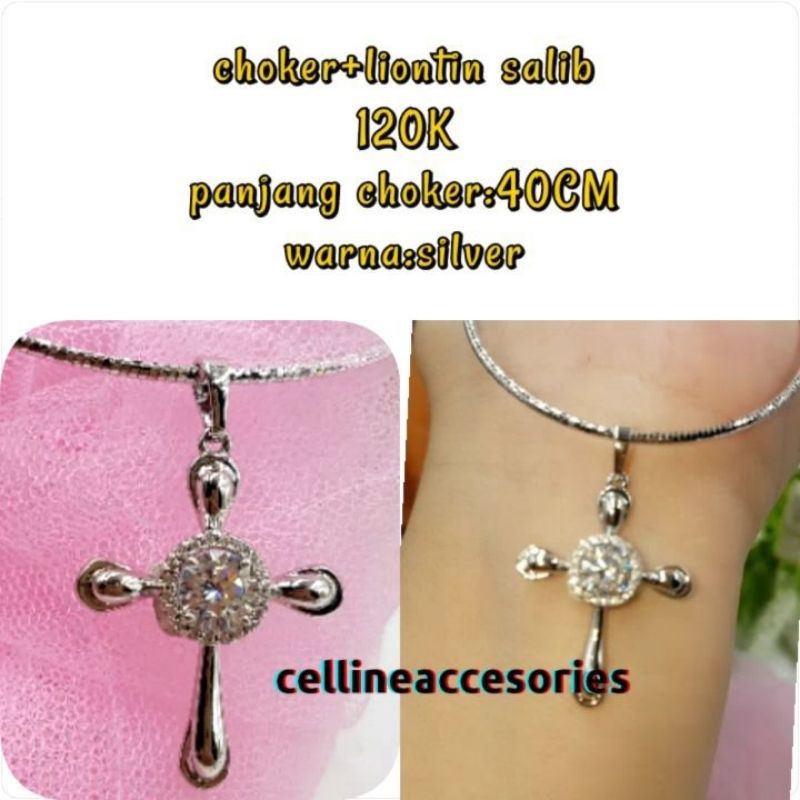 choker+liontin salib/kalung salib/liontin salib