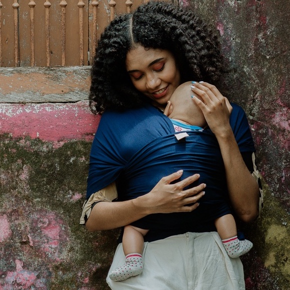 Mikhadou Stretchy Wrap - Gendongan Bayi M Shape Navy - Baby Carrier