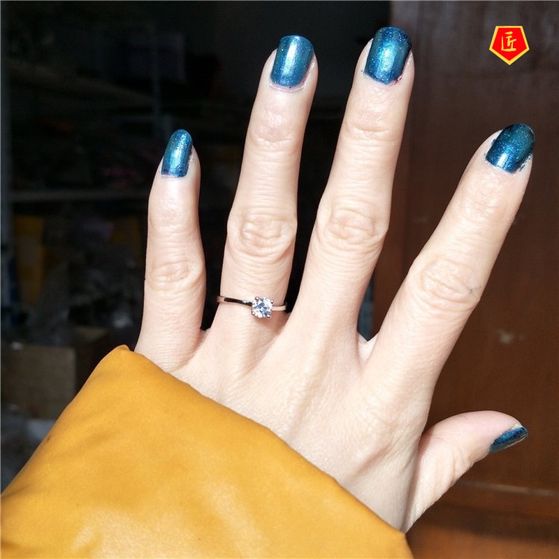 [Ready Stock]Classic Four-Claw Diamond Ring Simple Personality