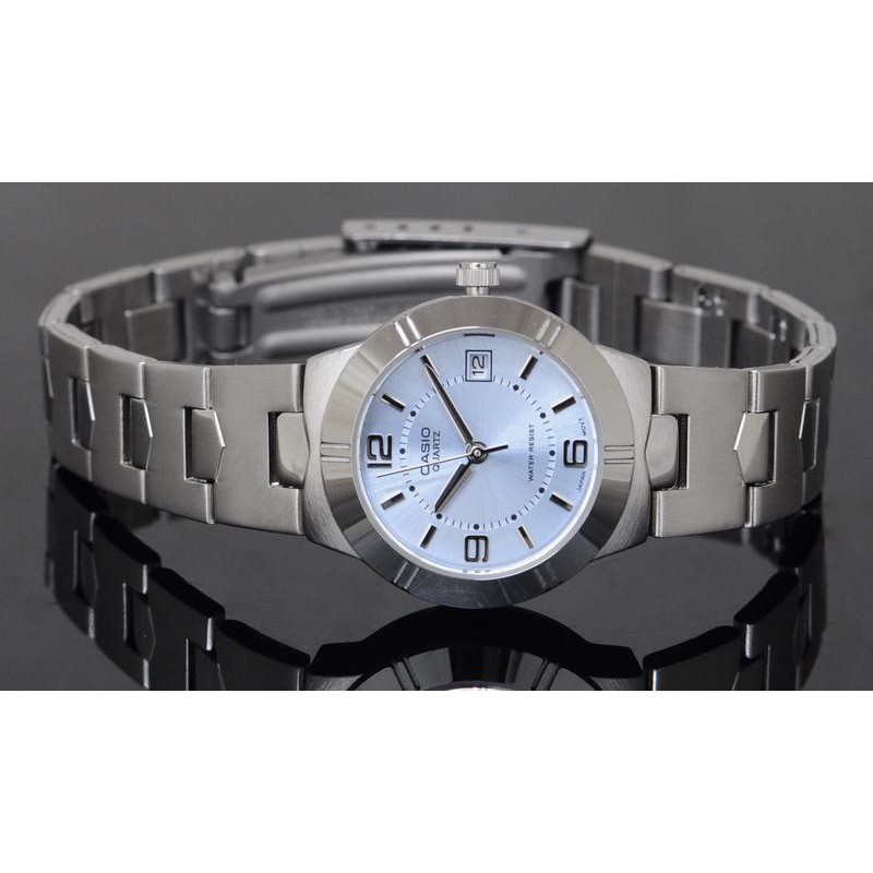 jam tangan wanita casio ltp1241d-2a biru muda kecil ori garansi resmi
