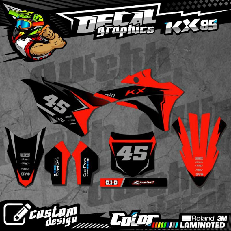DECAL KX 85 NEW KX 85 LAMA MERAH SIMPLE