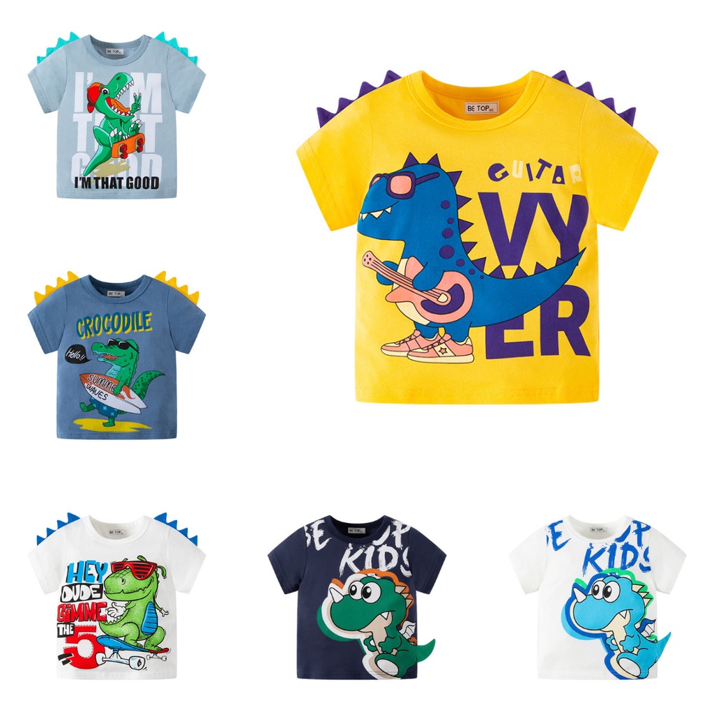 BAJU ANAK LAKI-LAKI T-SHIRT SUMMER STYLE 2021 KAOS ANAK COWO LEMBUT HALUS DINOSAURUS DT