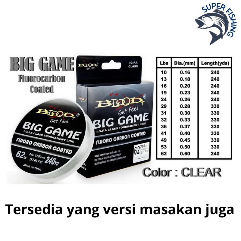 Senar Pancing Blood Big Game Original dan Anti Melinting Masakan Olahan