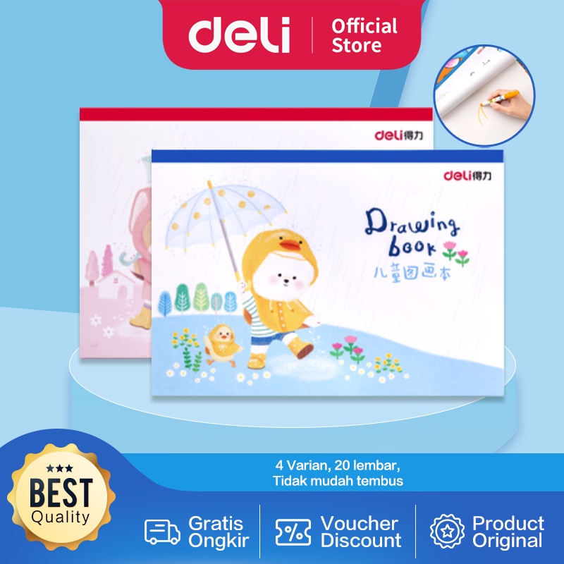 Deli Painting Book / Buku Gambar 20 Lembar Kertas Tebal Tidak Tembus 73381 73382