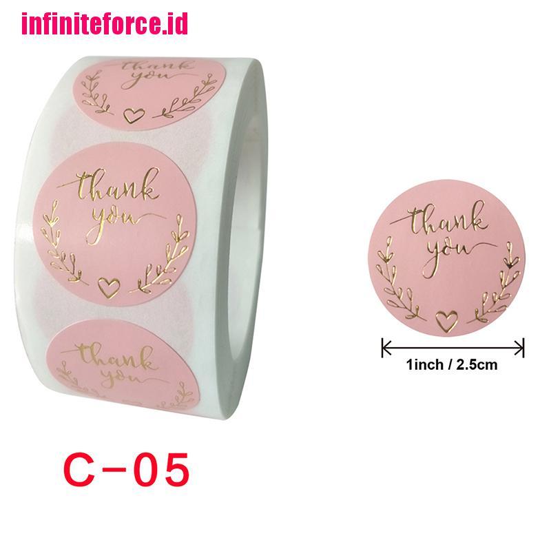 500pcs Roll Stiker Label Segel Tulisan Thank You Warna Pink