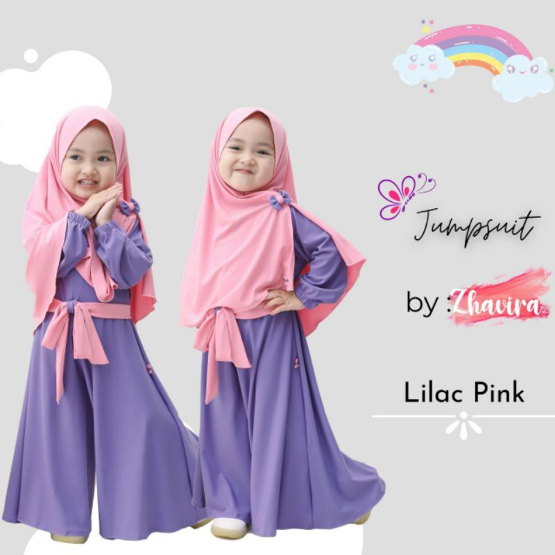 Gamis Bayi Anak Perempuan Set Jilbab Zhavira Jumpsuit Baju Muslim Anak Jumsuit