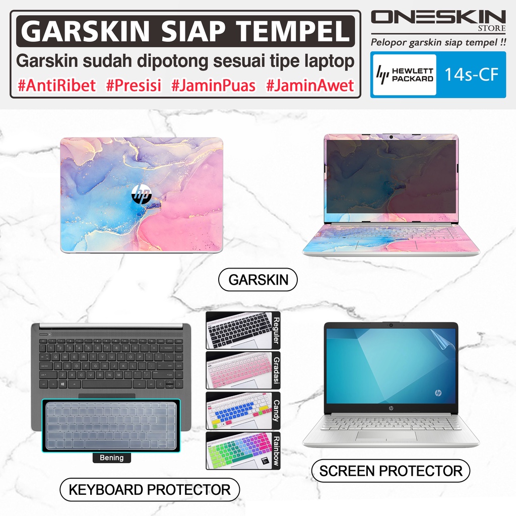 Garskin Sticker Laptop Pelindung Keyboard Screen Protector HP 14s-cf cf2004tx cf2005tx cf2008tx cf2009tx cf2010tx cf2030tx cf2031tx Full Body Silikon