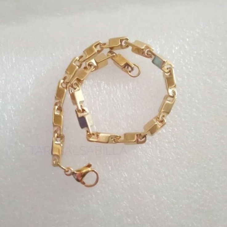 Gelang Tangan Titanium Asli Rantai Gold Pria Wanita