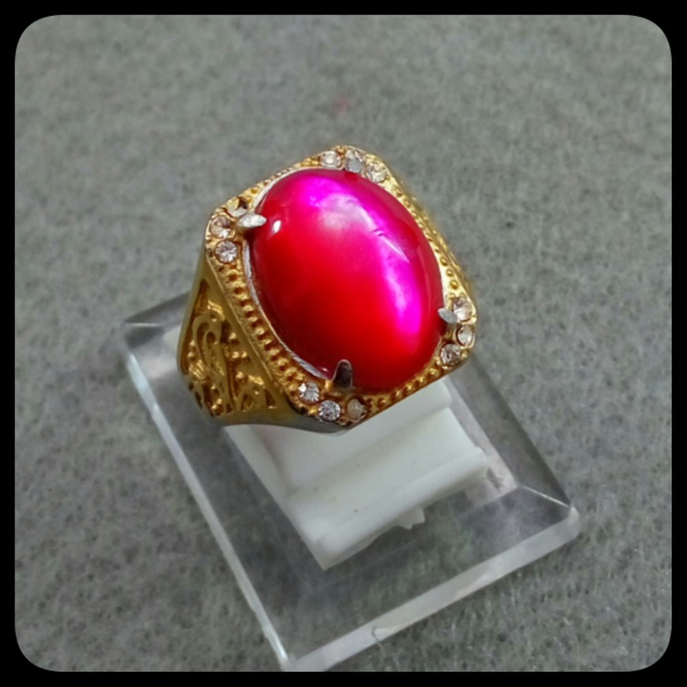 CINCIN RED RUBY INDONESIA FOSIL KERANG MUTIARA SIZE KANTORAN HQ