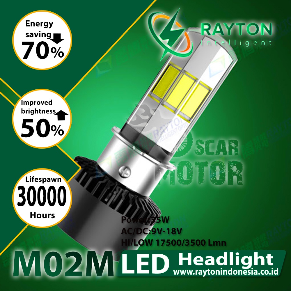 Rayton Led Otomotif M02MOriginal DRL LAMPU HID UTAMA NEW WHITE BLUE motor