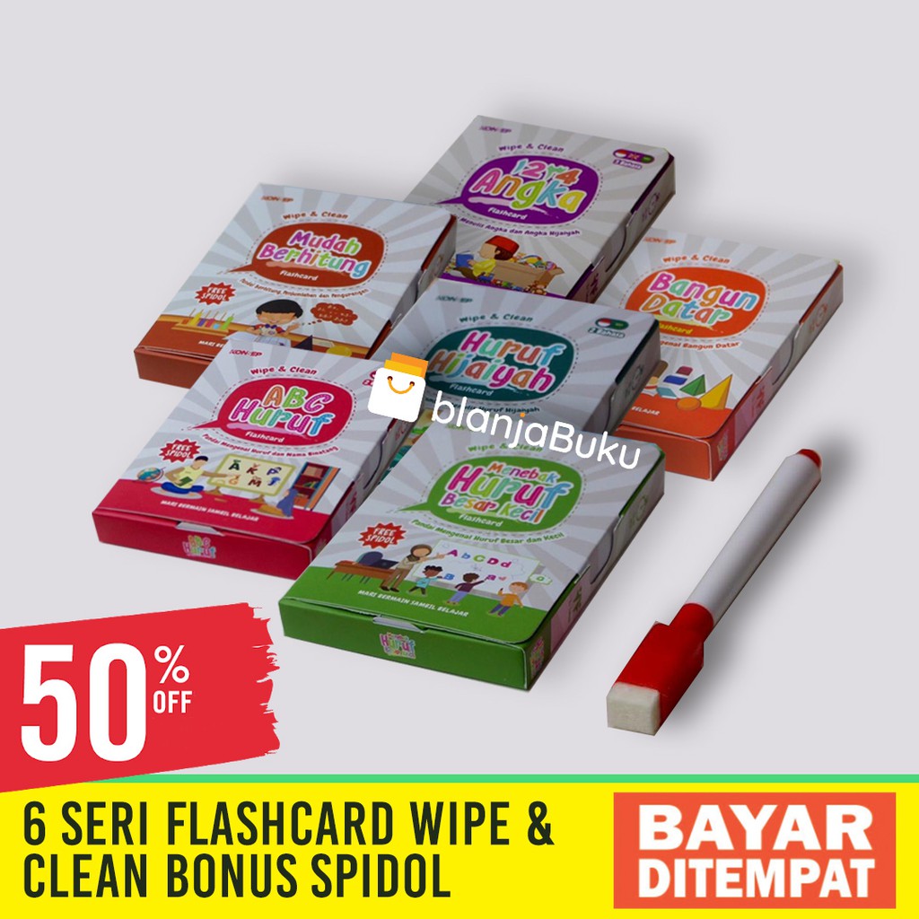 

(FREE SPIDOL) Flashcard Wipe & Clean Bisa Ditulis Dihapus Kartu Pintar Belajar Balita + BUBBLEWRAP