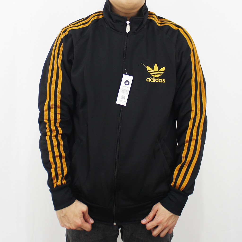 JAKET ADIDAS FIREBIRD HITAM LIST EMAS M L XL - JAKET FIREBIRD ADIDAS - JAKET OLAH RAGA - TRAINING