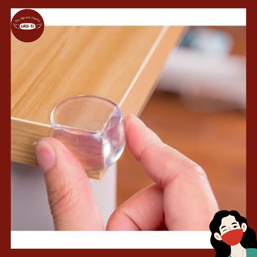 Pelindung Sudut Meja Oval Transparan / Pengaman Siku Silicone Bening Karet 3M Ujung Kaca Kayu Lemari