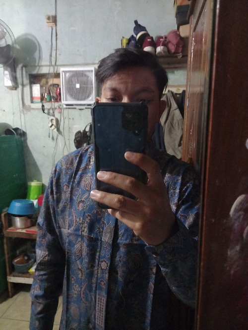 Kemeja Couple Rok Lilit Instan Hem Batik Pria Lengan Panjang Slimfit Premium Warna Biru 728868 Cap 7