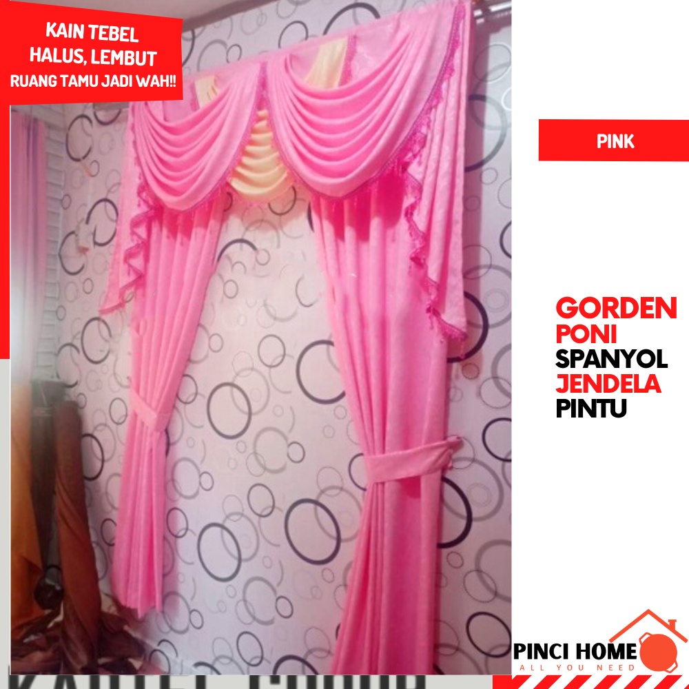 Gorden Blackout Poni Spayol Mewah Motif Polos Embos Untuk Ruang Tamu