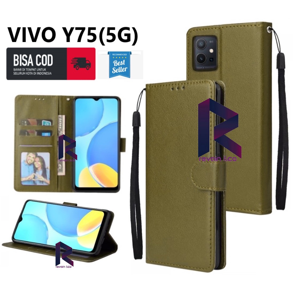 FLIP COVER VIVO Y75 (5G) CASING FLIP WALLET LEATHER KULIT PREMIUM SARUNG BUKA TUTUP FLIP CASE VIVO Y75 5G