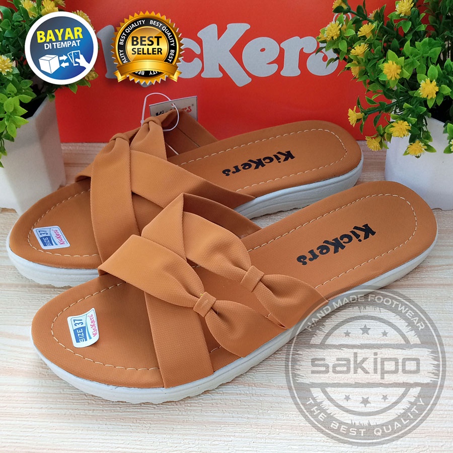 PROMO 6.6 SHOPEE MALL GREAT SALE MURAH LEBAY !! SANDAL SLOP WANITA KICKERS SALEM / SANDAL REMAJA SLOP PITA  KICKERS / SAKIP0-Kunyit