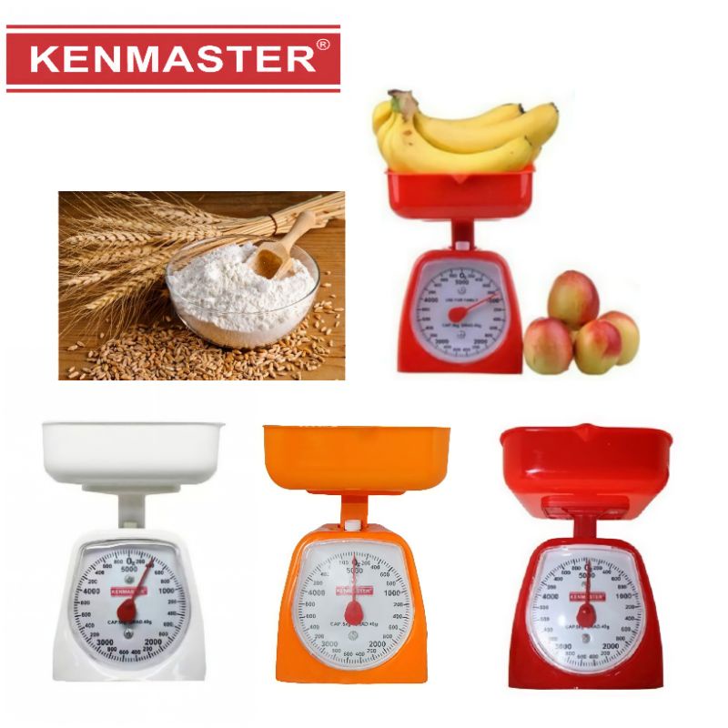 Kenmaster Timbangan kue 5kg Timbangan Jarum Kitchen Scale Timbangan Duduk 5 kg Murah Merah Putih Orange