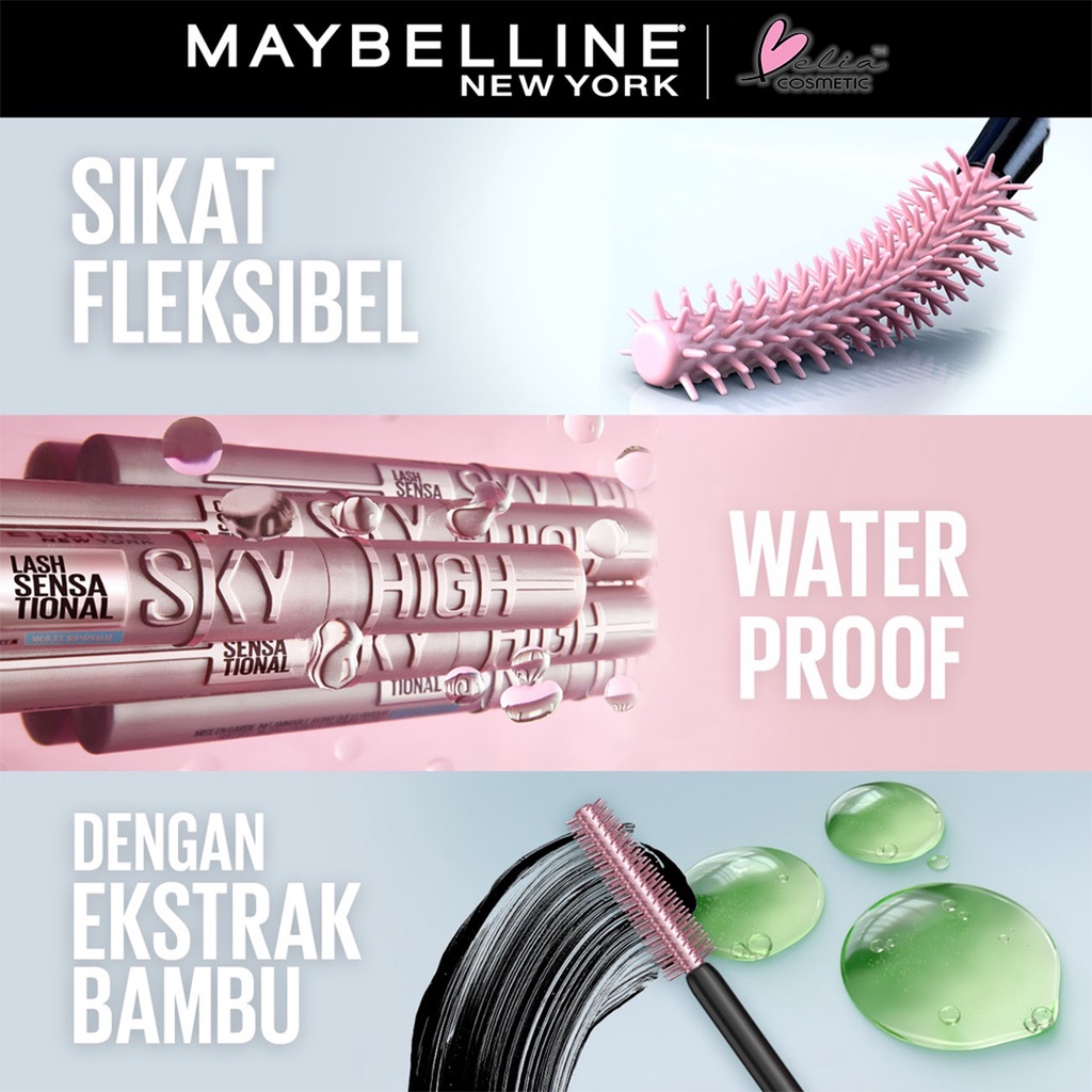 ❤ BELIA ❤ MAYBELLINE Sky High Mascara Waterproof Lash Sensational | Full Volume | Long Lash | Maskara Tahan Air | BPOM