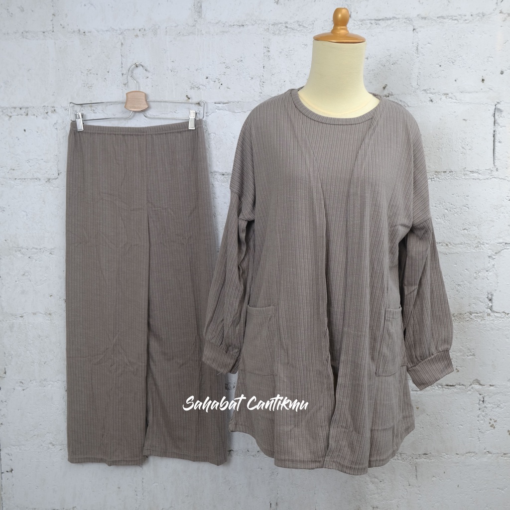 Setelan Kulot 3 in 1 Bahan Rajut Halus Premium Cardy By Aquila