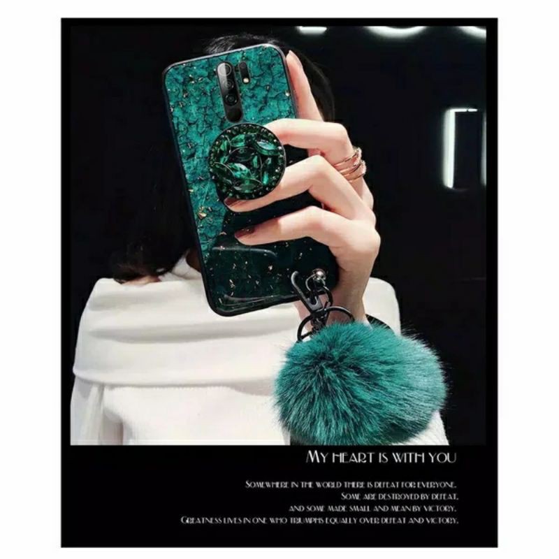 Case Xiaomi Redmi 9 / Note 9 / 9 Pro Softcase Luxury Marble Pompom Bola Bulu