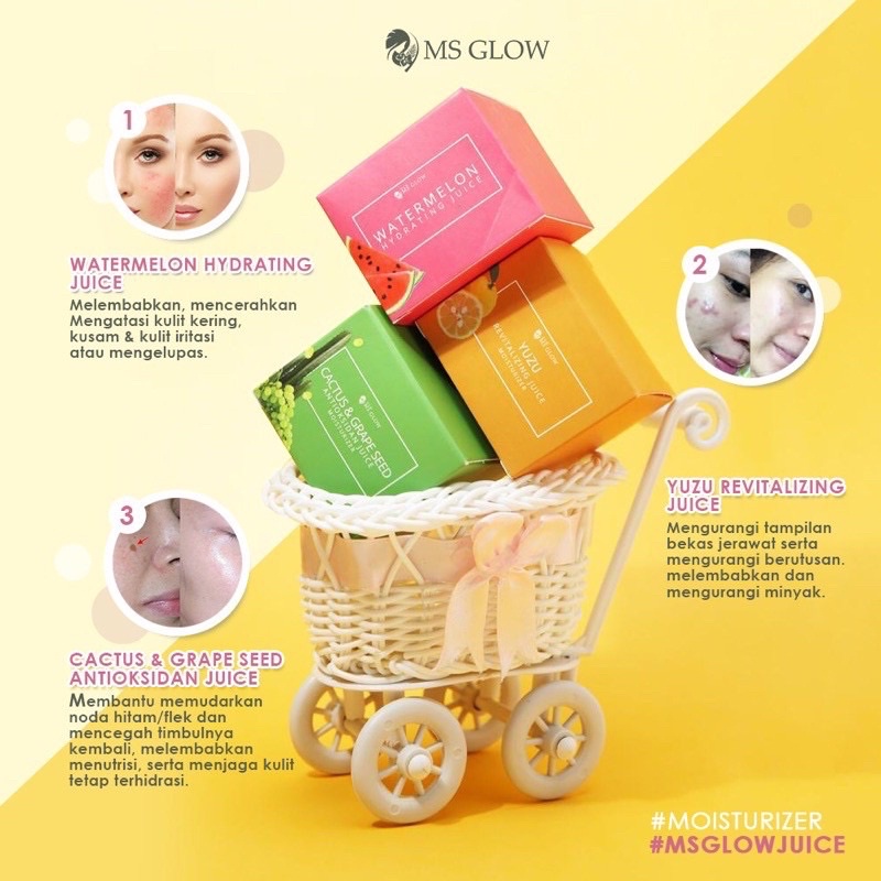 (free gift) Pelengkap MS GLOW Red Jelly Juice Moisturizer Pelembab Yuzu Cactus Watermelon [Member MS